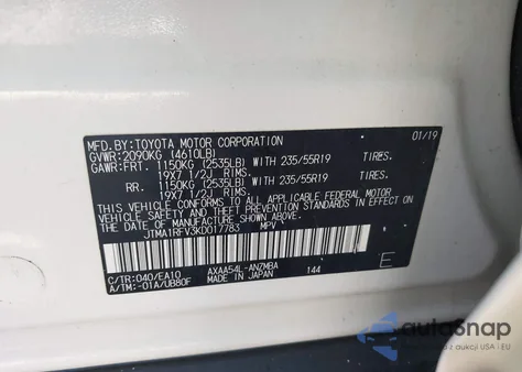 2019 Toyota Rav4 Xle Premium из США, поврежденный, VIN JTMA1RFV3KD017783